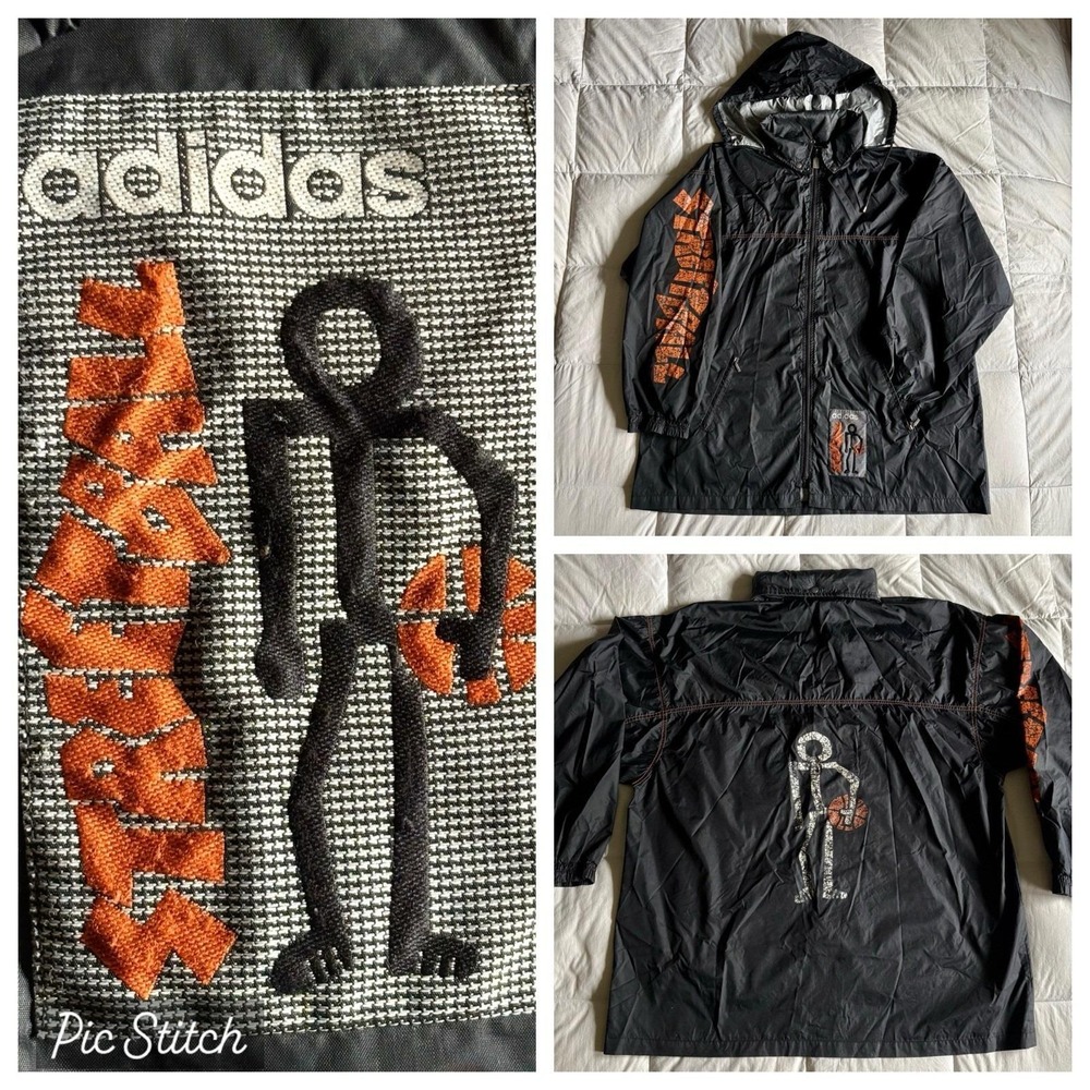 Vtg 90s Adidas Streetball Hooded Windbreaker Men's XXL Basketball Streetwear GUC
